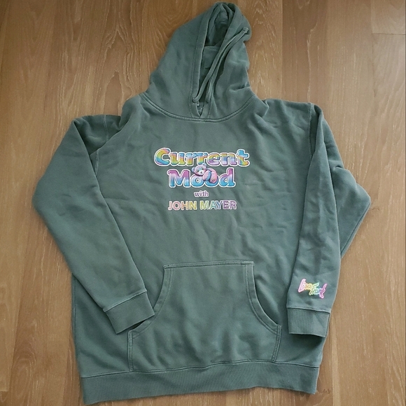 John Mayer Current Mood Hoodie Sweatshirt Size XL Green Lisa Frank - Picture 1 of 7